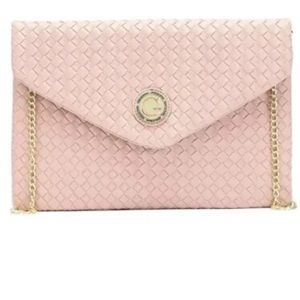 Giselle Paris Esme Woven Clutch Sugar Rose Pink NWT NEW